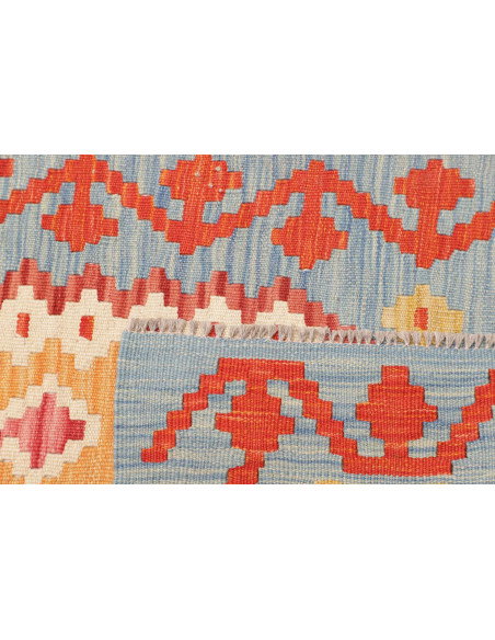 Tappeto Kilim Afghanistan 73x251 Azzurro Giallo
