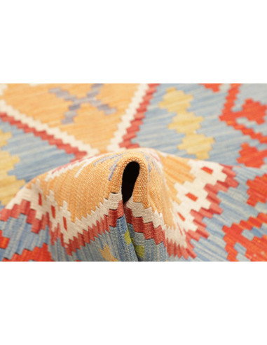Tappeto Kilim Afghanistan 73x251 Azzurro Giallo