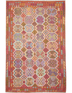 Rug Kilim Afghanistan 203x309 Vivid Red Orange