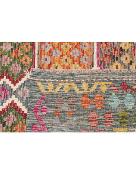 Tappeto Kilim Afghanistan 204x301 Blu Grigio Ar
