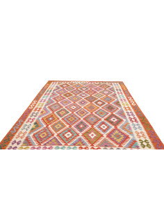 Rug Kilim Afghanistan 204x300 Orange Red White 2