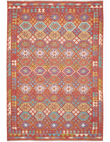 Tappeto Kilim Afghanistan 205x301 Rosso Mattone