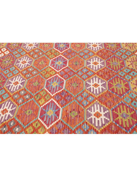 Tappeto Kilim Afghanistan 205x301 Rosso Mattone