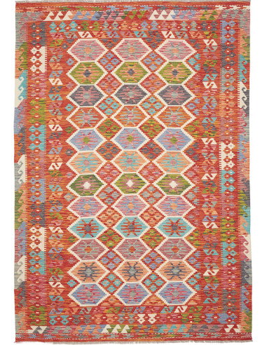 Tappeto Kilim Afghanistan 207x300 Rosso Arancio