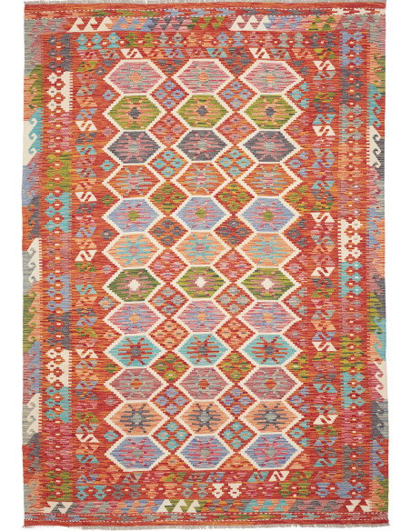 Tappeto Kilim Afghanistan 207x300 Rosso Arancio