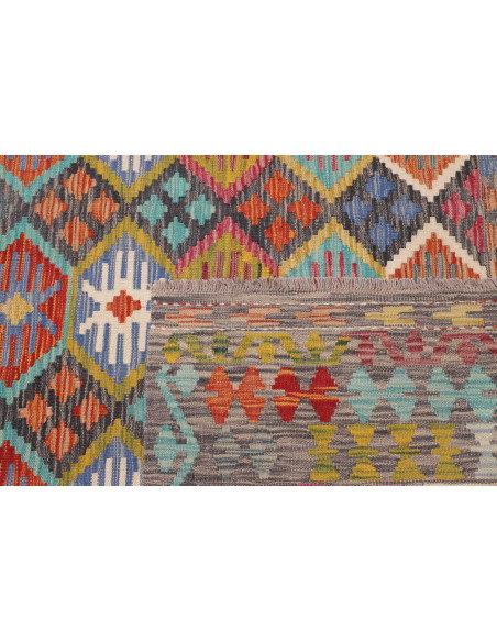 Tappeto Kilim Afghanistan 208x301 Grigio Scuro