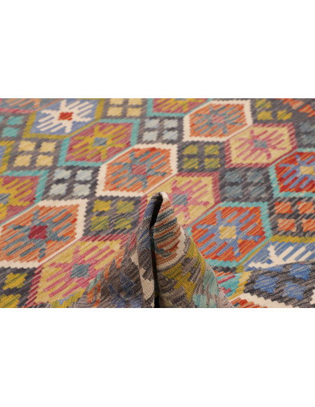 Tappeto Kilim Afghanistan 208x301 Grigio Scuro