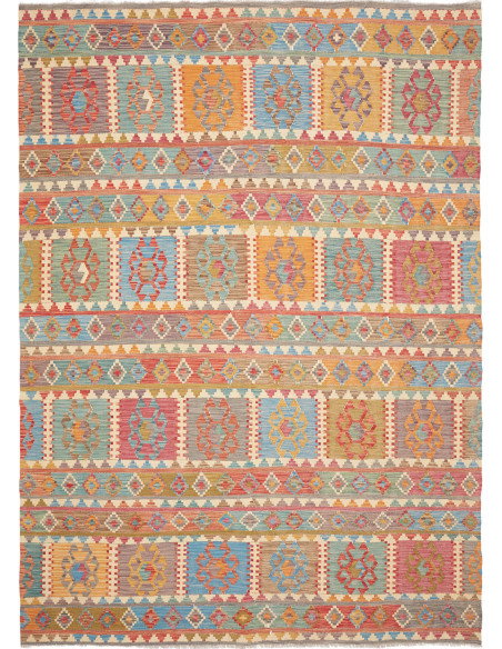 Tappeto Kilim Afghanistan 211x294 Blu Arancio R