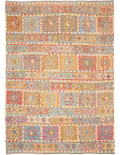 Rug Kilim Afghanistan 203x282 Beige Blue Coral
