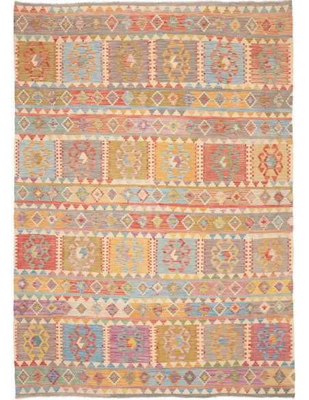 Rug Kilim Afghanistan 203x282 Beige Blue Coral