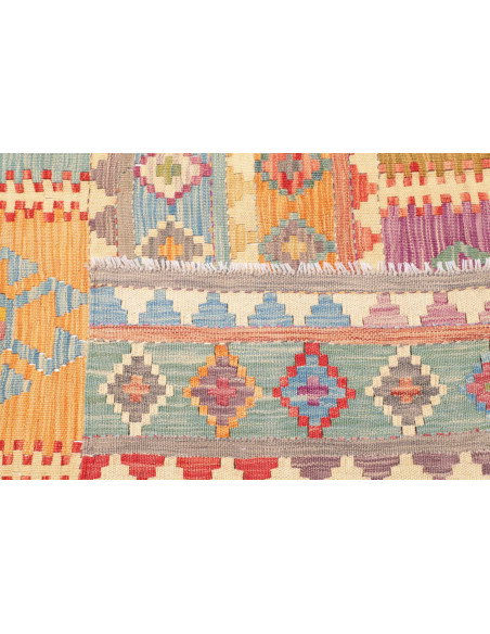 Rug Kilim Afghanistan 203x282 Beige Blue Coral