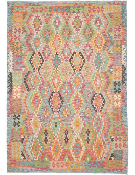 Rug Kilim Afghanistan 202x289 Blue Orange Pink