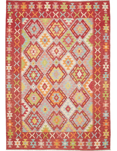 Tappeto Kilim Afghanistan 205x290 Rosso Multico