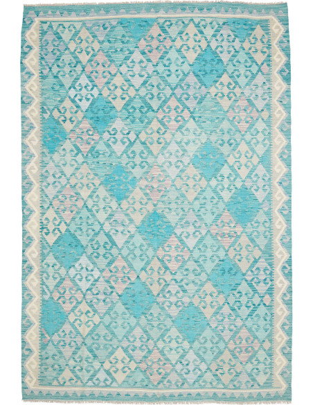 Rug Kilim Afghanistan 206x304 Turquoise Aqua Cr