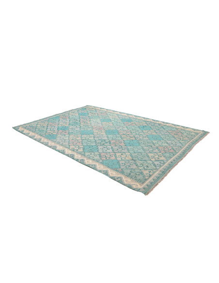 Rug Kilim Afghanistan 206x304 Turquoise Aqua Cr