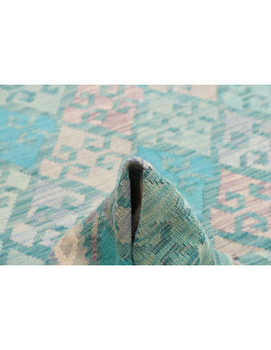 Rug Kilim Afghanistan 206x304 Turquoise Aqua Cr