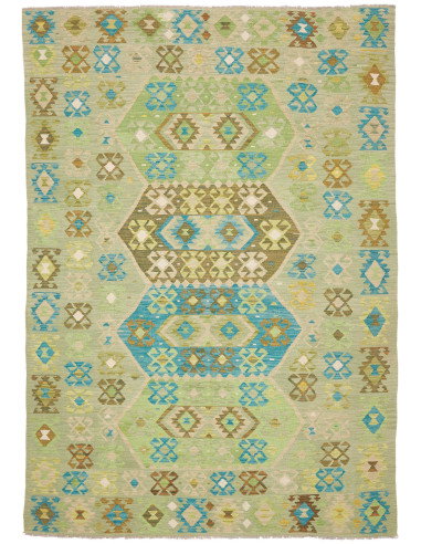 Tappeto Kilim Afghanistan 203x290 Verde Menta V