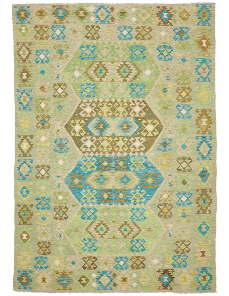 Tappeto Kilim Afghanistan 203x290 Verde Menta V