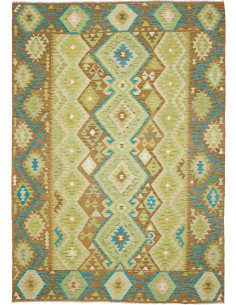 Tappeto Kilim Afghanistan 207x299 Verde Marrone