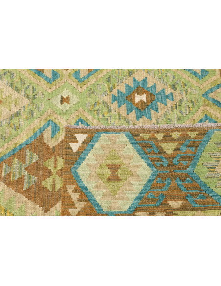 Rug Kilim Afghanistan 207x299 Green Brown Turqu