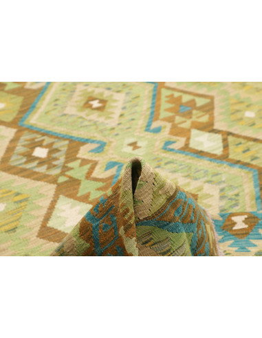 Tappeto Kilim Afghanistan 207x299 Verde Marrone