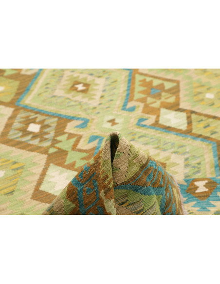 Rug Kilim Afghanistan 207x299 Green Brown Turqu