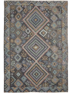 Tappeto Kilim Afghanistan 200x296 Grigio Carbon