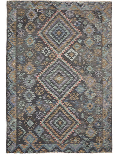 Rug Kilim Afghanistan 200x296 Charcoal Grey Pet