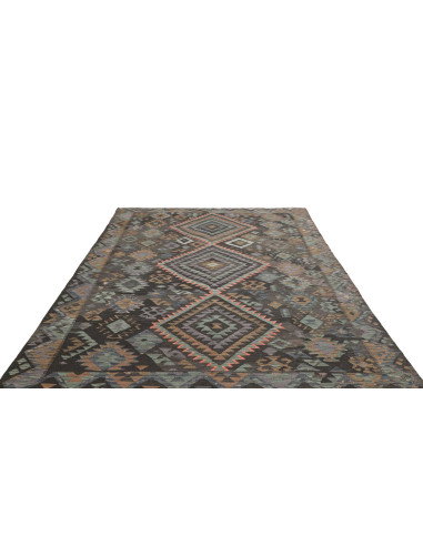 Rug Kilim Afghanistan 200x296 Charcoal Grey Pet