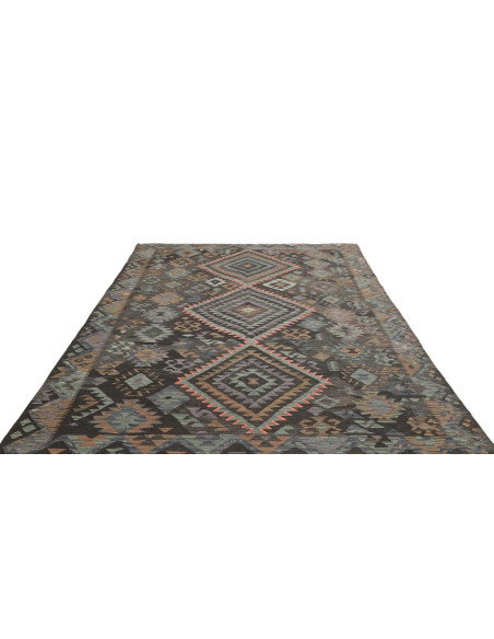 Tappeto Kilim Afghanistan 200x296 Grigio Carbon