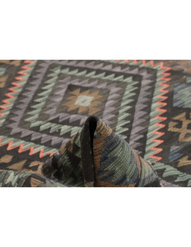 Rug Kilim Afghanistan 200x296 Charcoal Grey Pet