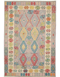Tappeto Kilim Afghanistan 202x298 Grigio Lilla