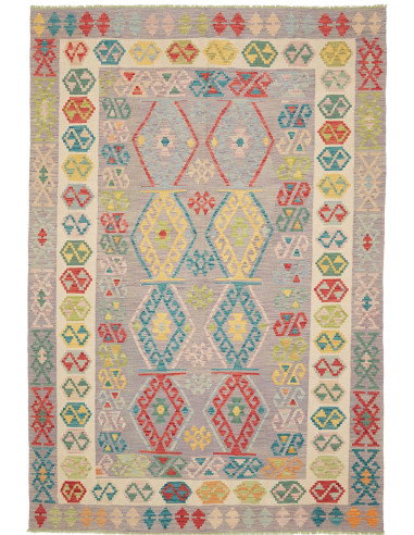 Rug Kilim Afghanistan 202x298 Lilac Gray Yellow