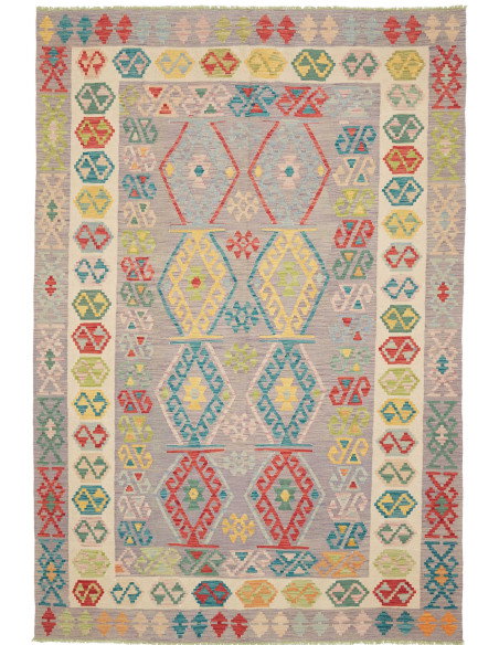 Rug Kilim Afghanistan 202x298 Lilac Gray Yellow