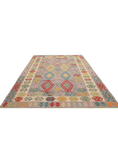 Tappeto Kilim Afghanistan 202x298 Grigio Lilla