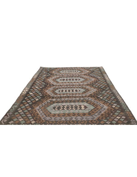 Tappeto Kilim Afghanistan 199x292 Marrone Scuro