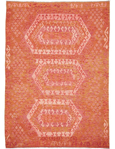 Rug Kilim Afghanistan 205x289 Orange Pink Cream