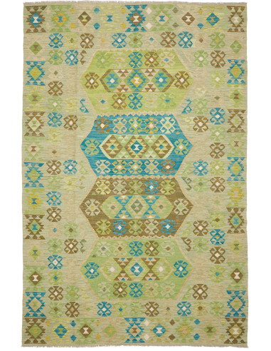 Tappeto Kilim Afghanistan 193x299 Verde Salvia