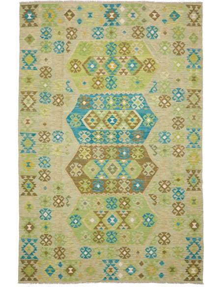 Rug Kilim Afghanistan 193x299 Sage Green Lime G
