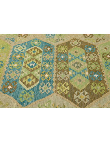Tappeto Kilim Afghanistan 193x299 Verde Salvia
