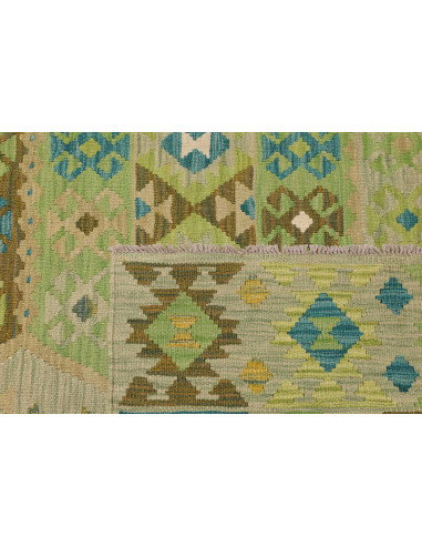 Tappeto Kilim Afghanistan 193x299 Verde Salvia