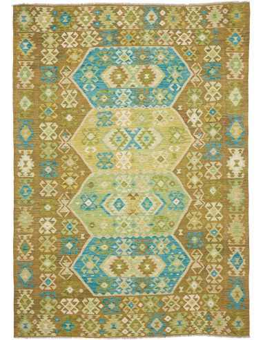 Rug Kilim Afghanistan 206x293 Earthy Brown Teal
