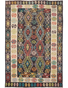 Rug Kilim Afghanistan 205x305 Black Cream Multi