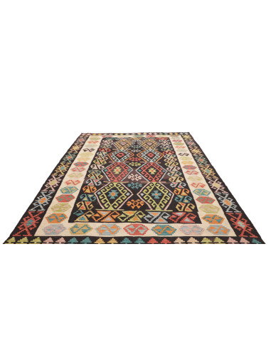 Tappeto Kilim Afghanistan 205x305 Nero Panna Mu