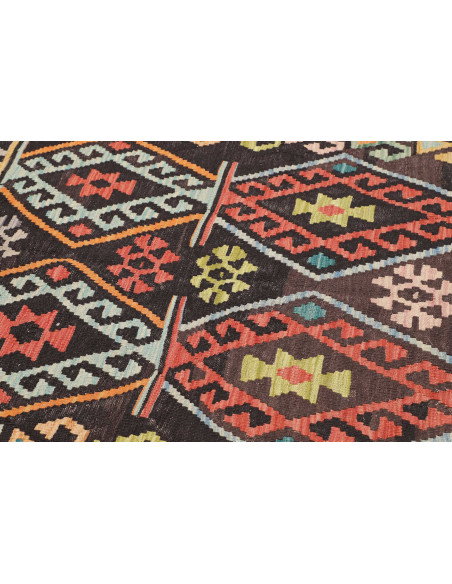 Tappeto Kilim Afghanistan 205x305 Nero Panna Mu