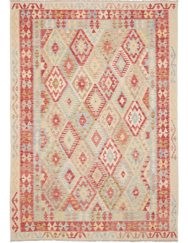 Rug Kilim Afghanistan 200x287 Red Blue Cream Ye