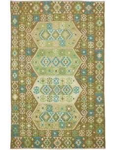 Tappeto Kilim Afghanistan 197x307 Verde Oliva V