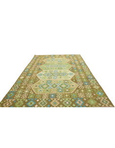 Tappeto Kilim Afghanistan 197x307 Verde Oliva V 2