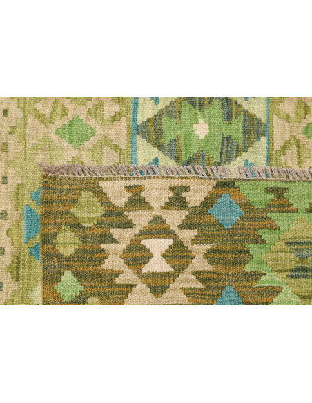Tappeto Kilim Afghanistan 197x307 Verde Oliva V