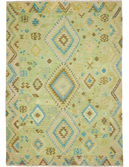Tappeto Kilim Afghanistan 209x291 Verde Lime Ve